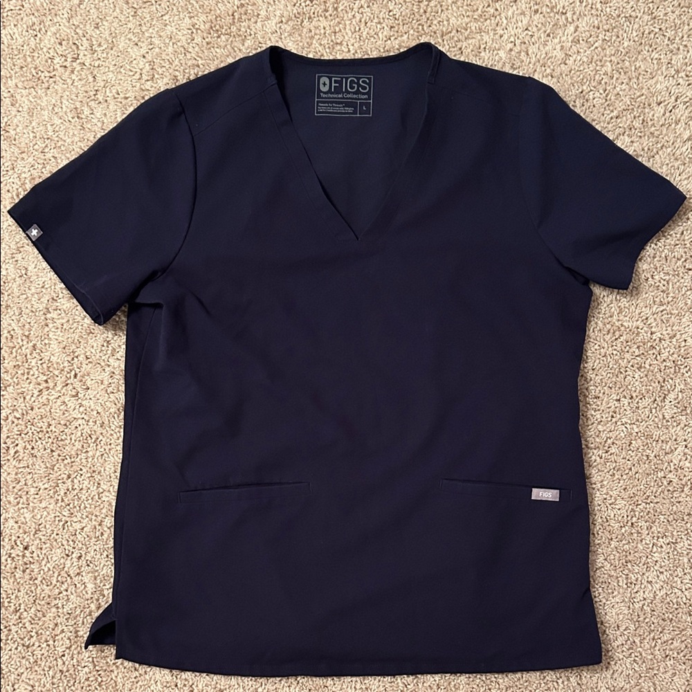 Figs Women’s Navy Blue V-Neck Scrub Top